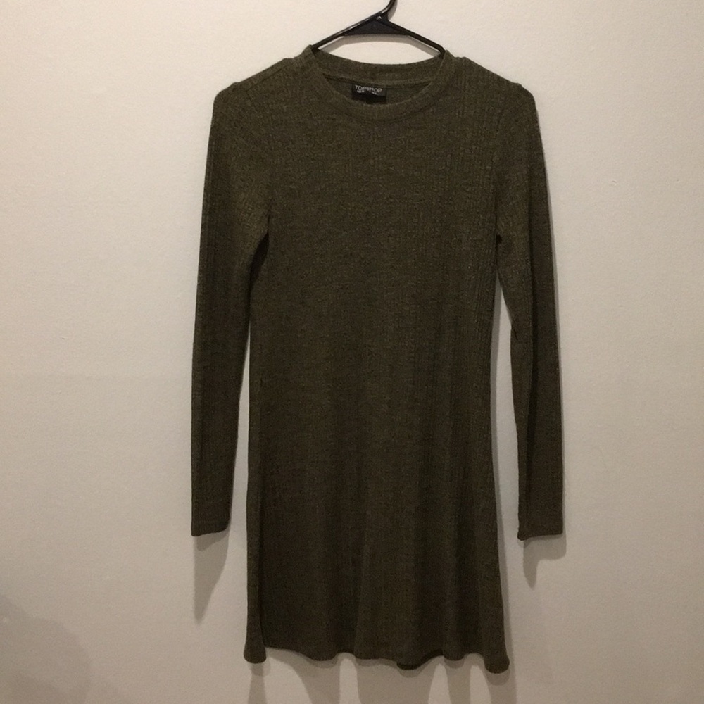 Top Shop Olive Green Sweater Dress